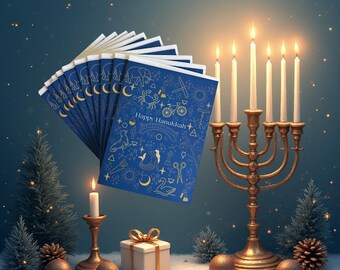 Hanukkah Greeting Card Set - The Classical Mat Alchemy Collection - Pilates Holiday Cards (Pack of 10)
