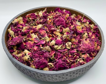 Dried ROSE BUDS & PETALS | 100% pure and natural dried Red Rose Flowers | Bulk Dry Rose petals | Rosa Canina