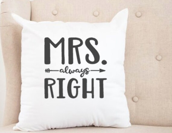 Mrs Always Right Pillow Cover 20x20 Cover Home Decor Etsy