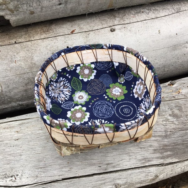 Navy Florals Basket