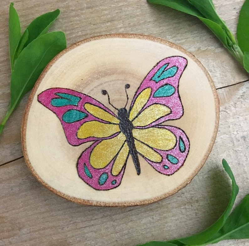 Pink and Yellow Butterfly Round