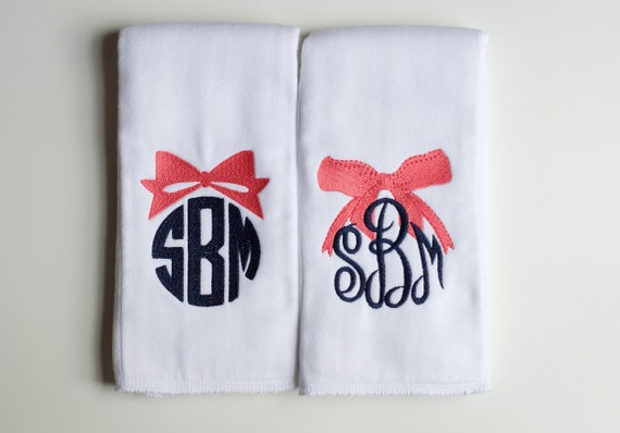 monogram burp cloths girl