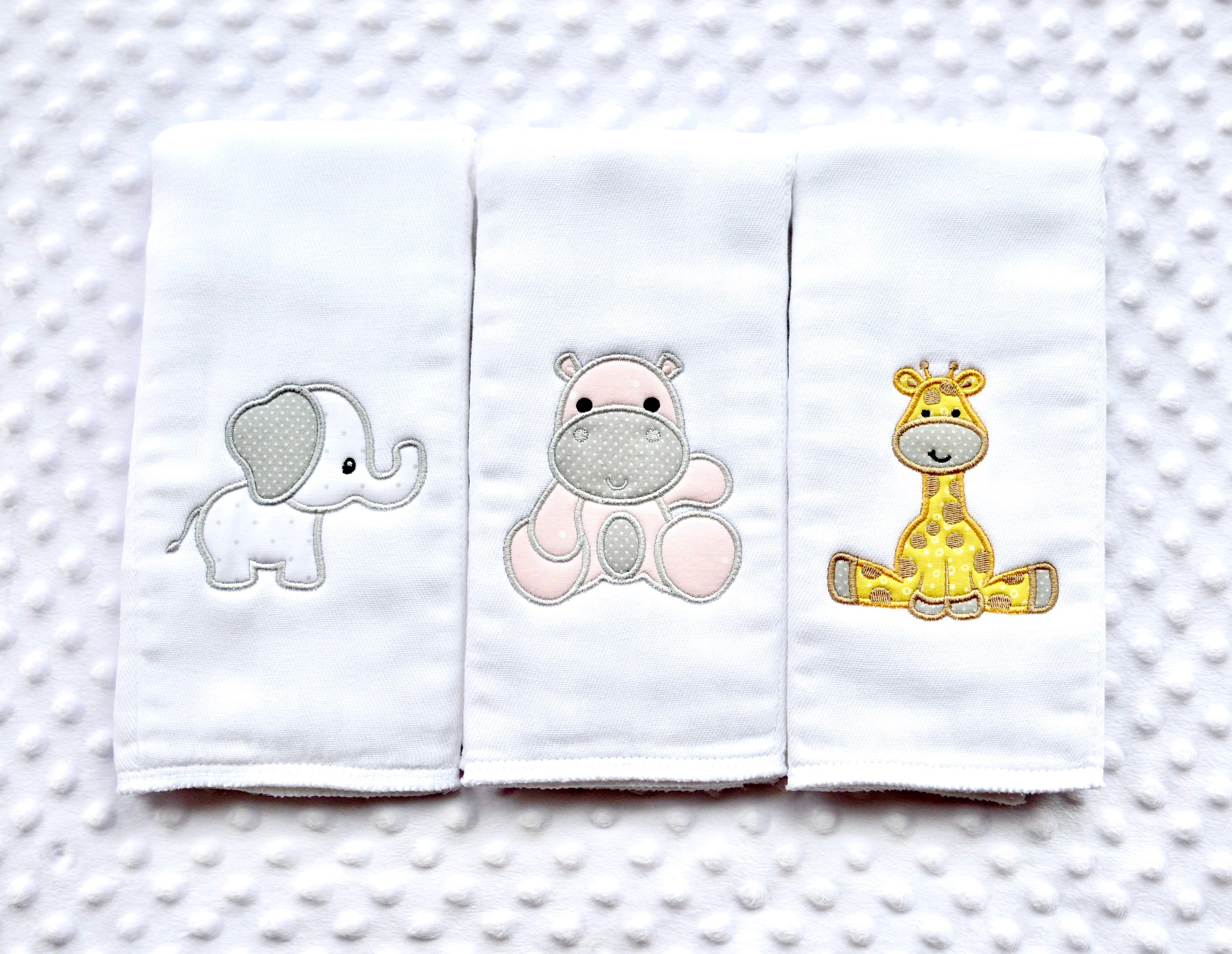 Embroidered Applique Burp Cloths Girl Monogrammed Burp Etsy