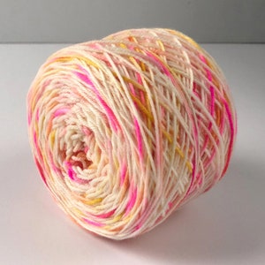 Confetti Cake Sock Yarn in Fingering weight, speckled wool in pink, orange, and mustard yellow extra-fine merino - we have caking service