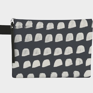Bolsa média com zíper com design branco e cinza apresenta pulseira vegana e lápis perfeito com zíper YKK ou bolsa de viagem