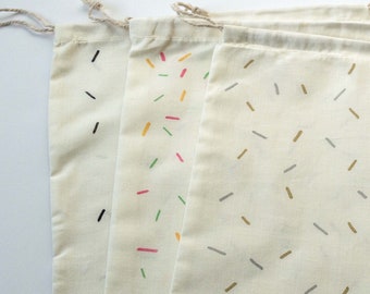 Hand-Painted Muslin Gift Bag: Reusable Drawstring Pouch