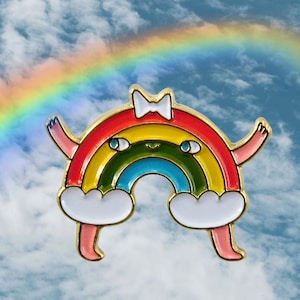 Rainbow Pin - one-inch enamel rainbow with smiley face