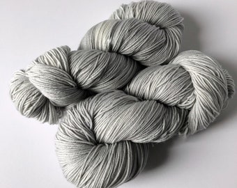 Hand Dyed fingering weight sock yarn - "Cloud Cover" silver gray is a neutral tonal - 4-ply - quantity discounts - caking service