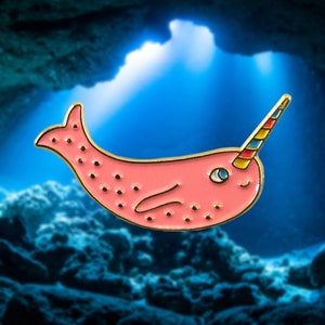 Narwhal Enamel Pin with rainbow horn for backpack, jean jacket, bag