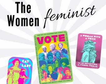 Feminist Sticker Set featuring Women Activists, retro design, and a Girl Power vibe - Woman-themed gift