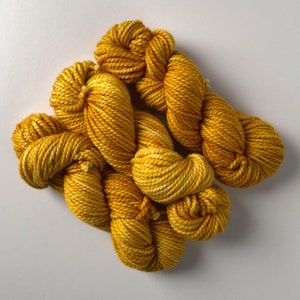 Bulky 2-ply indie-dyed merino chunky yarn in butterscotch - a mustard yellow tonal, quantity discounts & caking services, free USA shipping