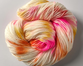 Konfetti Handgefärbte Merino Sockenwolle: Pink, Orange, Senfgelb
