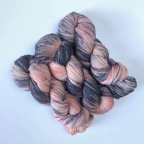 Hand dyed sock yarn - "Rose & Denim" - rose pink and denim blue merino - quantity discounts and caking service (info in item description)