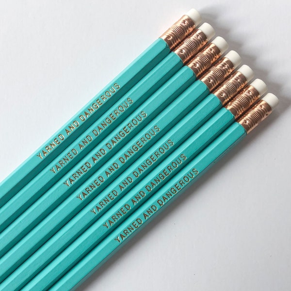 Yarn word-play Pencil set, a fun gift for knitters and crocheters - "Yarned and Dangerous"