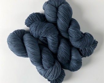 Hand-Dyed Merino Wool Blend Sock Yarn: Dark Blue-Gray Tonal