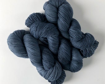 Hand-dyed sock yarn - dark blue-gray "Quarter to Midnight" tonal - merino wool blend - quantity discounts - caking service