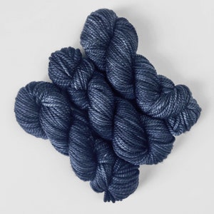 Quarter to Midnight chunky yarn in navy blue gray - hand dyed merino - quantity discounts & caking service - info in description