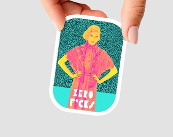 Feminist Sticker saying "Zero F*cks" - women empowerment themed decal - waterproof in glossy or matte