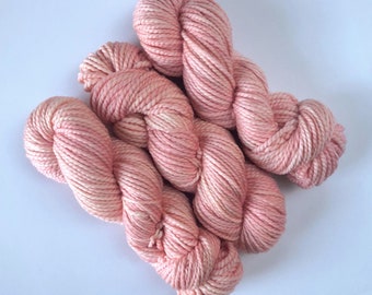Hand-Dyed Chunky Merino Yarn: Cherry Blossom Peach, Bulky 2-Ply