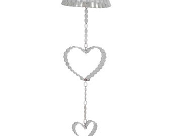 MOBILE: Silver Heart Strings Dangle–Crimped Edge Metal Shapes