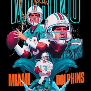 Dan Marino Miami Football Digital Download | Vintage Quarterback PNG | 300 DPI High-Resolution File