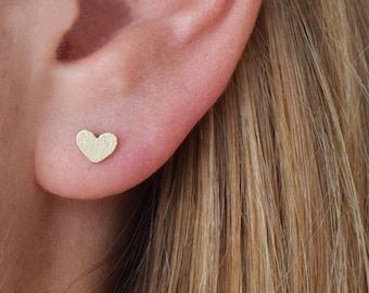 Tiny Heart Stud Earrings; Gold plated; Heart jewelry; Handmade Jewelry; Dainty Jewelry; Dainty earrings; sterling silver 925 ear post