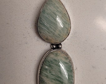 925 Silver Plated-Amazonite Pendant Necklace