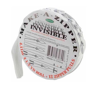 Invisible Zipper Roll: 162" Long, 12 Plastic Pulls