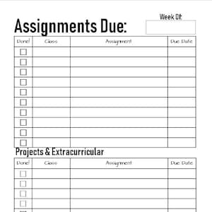 Middle School/High School Student Planner - Half Size Printable