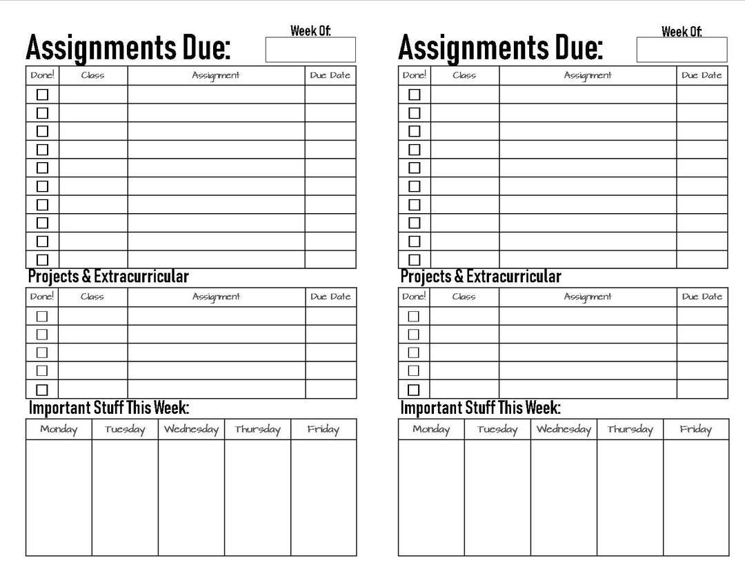 Middle School/high School Student Planner - Half Size