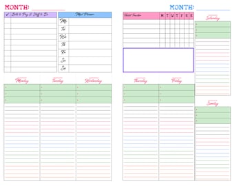 Undated Printable Family Dashboard Planner (Half Size)