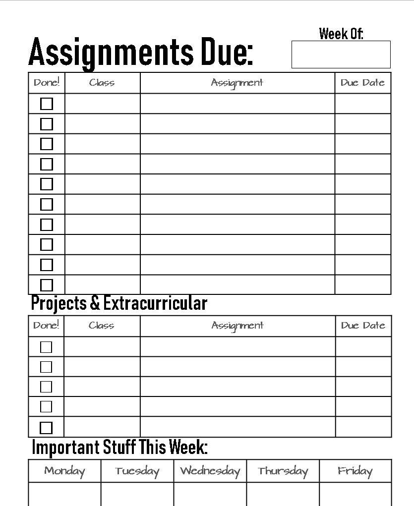 Middle School/high School Student Planner - Half Size Printable - Etsy