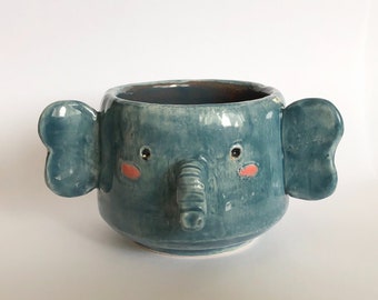 Small Jonathan the Elephant Handmade Ceramic Cup Planter| Elephant Mug | Hadmade Ceramic Mug Cup