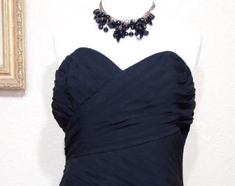 Prom Dress ALFRED ANGELO long jet BLACK Chiffon Bridesmaid dress size 14 Like New