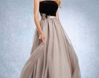 FORMAL DRESS Black and Beige Formal Bridesmaid Dress Size 12