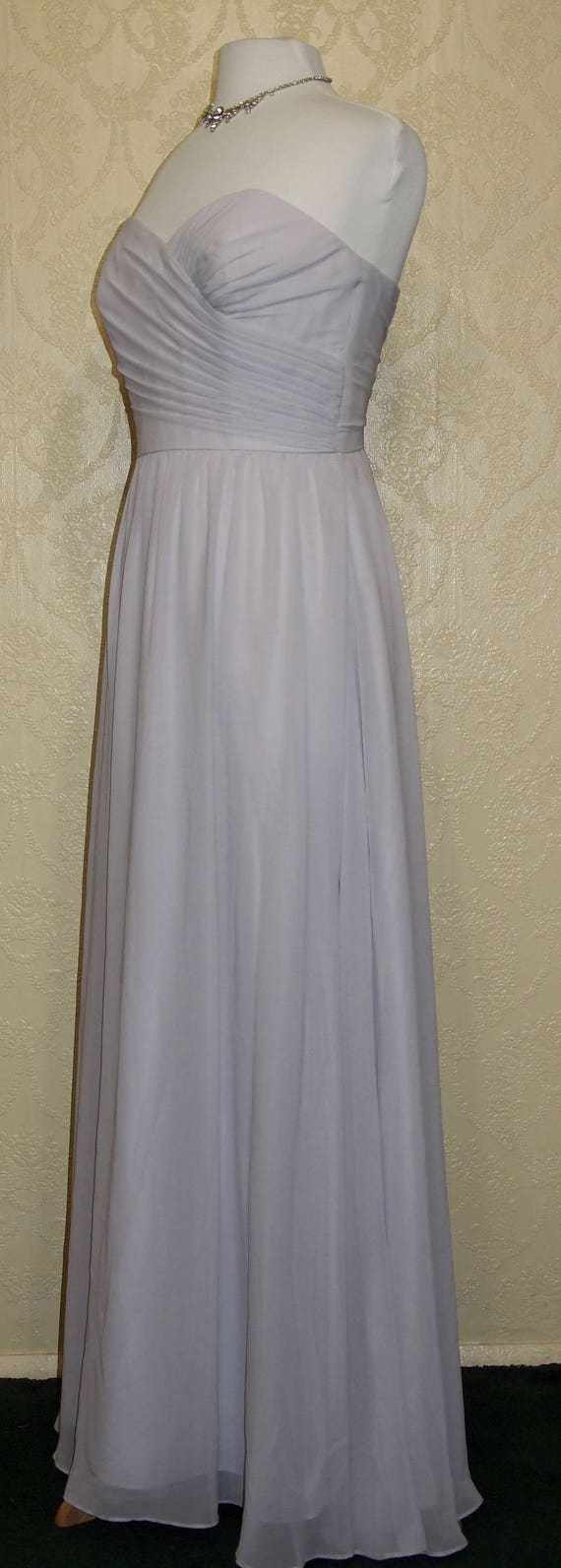 Long Silver Gray Chiffon Bridesmaid Dress Mother of The Bride Dress Size 8 New Old Stock