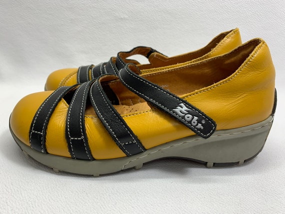 Leather Platform Shoes 90's MUSTARD YELLOW ZOBR C… - image 1