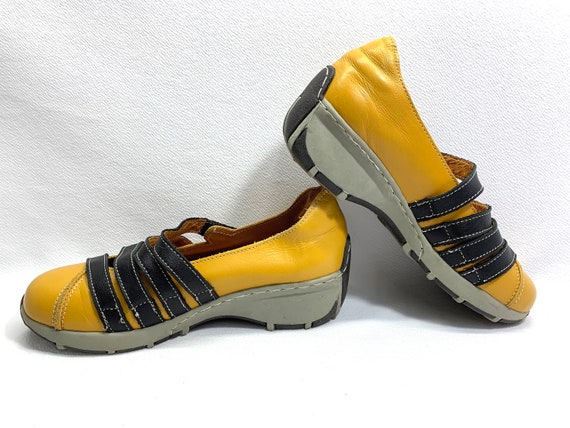 Leather Platform Shoes 90's MUSTARD YELLOW ZOBR C… - image 7