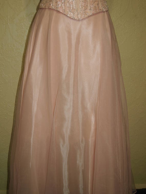 70's gown pastel melon color and silver BRIDESMAID DR… Gem