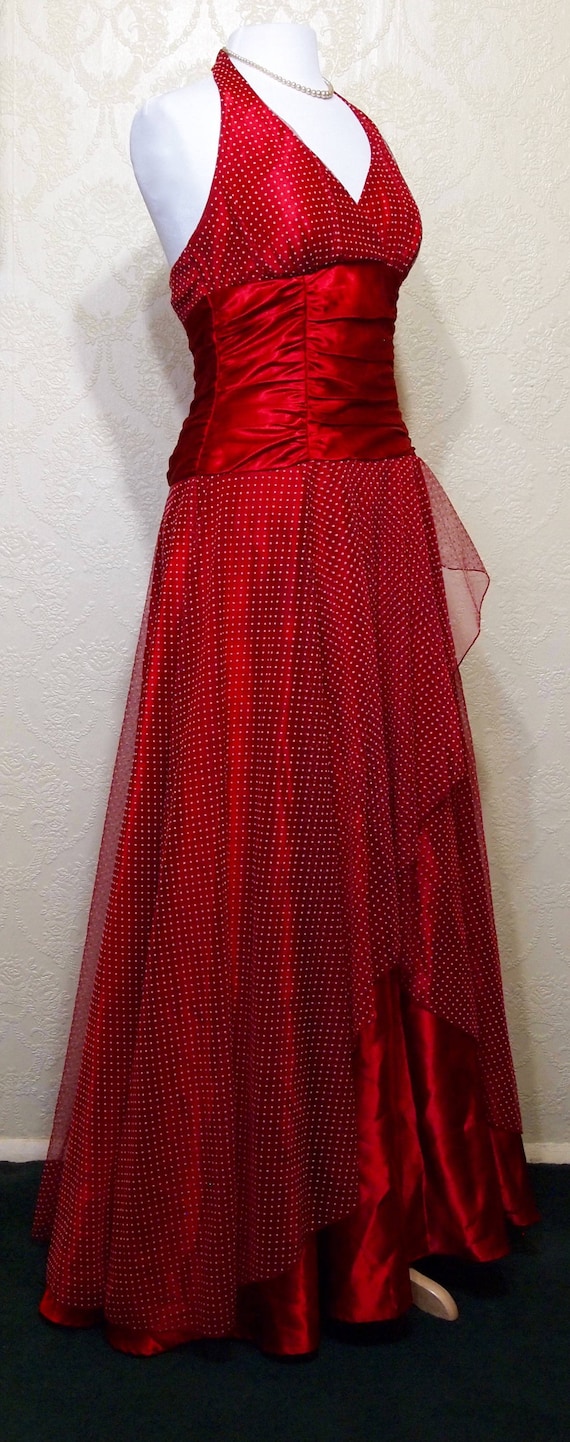 70's Retro long polka dot tulle and RED SATIN ROCK