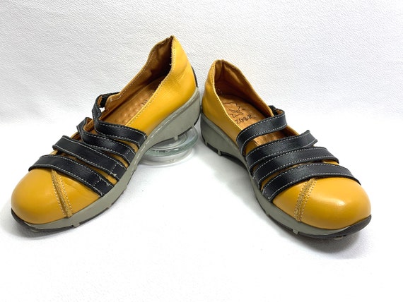 Leather Platform Shoes 90's MUSTARD YELLOW ZOBR C… - image 2