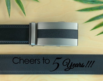 Personalized Belt Automatic Genuine Leather Belt Custom Engraved Men Wedding Gift Cheers to 3 5 10 15 20 Years Anniversary Men Boyfriend Him