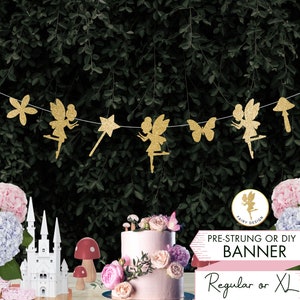 Fairy Banner with Flower Butterflies Star and Mushroom Party Sign Flower Birthday Decor Fairy Baby Shower Sign Party Decorations DIY F1