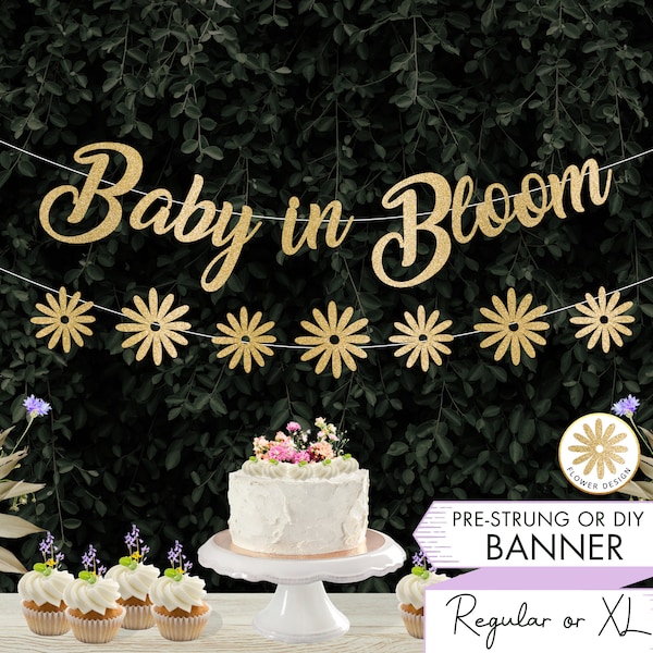 Baby in Bloom Banner Baby Shower Banner Custom Sign Daisy Baby Shower Sign Daisy Theme Wildflower Baby Shower Decor Flower Garland B3