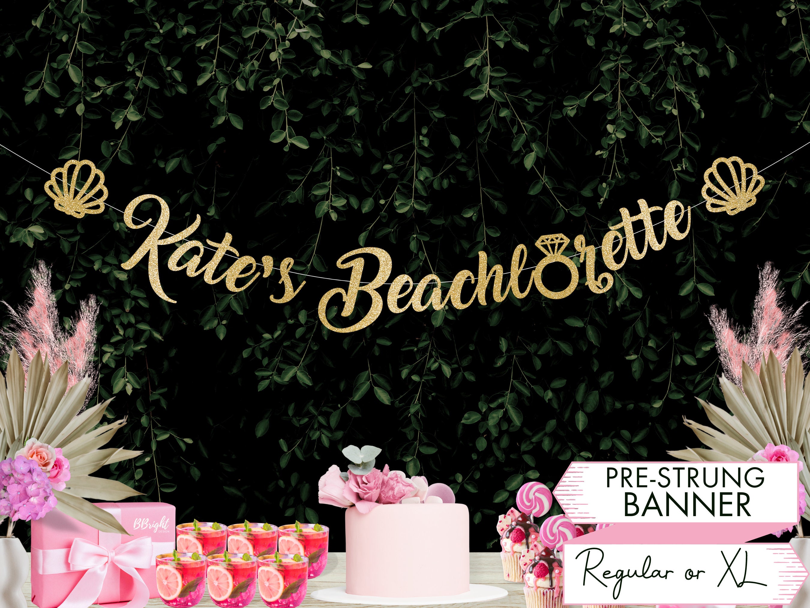 Personalized Beachlorette Bridal Shower Banner with Shells Custom Sign Coastal Garland Bride to be Sign Beach Theme
