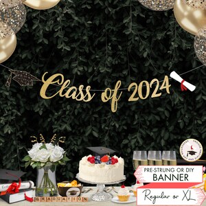 Clase de 2024 Banner de graduación Letrero personalizado Letrero de graduación personalizado Decoraciones de graduación Diploma 2024 y gorro de graduación DIY G24