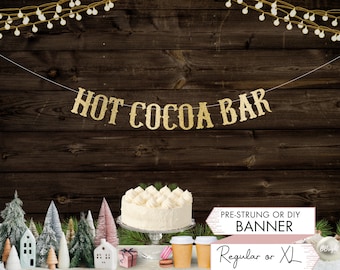 Hot Cocoa Bar Christmas Banner Merry Christmas Sign Hot Cocoa Sign Christmas Decorations Christmas Cocoa Bar Garland Vintage Christmas C23