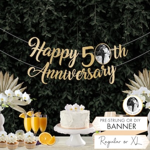 50th Wedding Anniversary Sign Happy Anniversary Banner 50th Anniversary Sign with Photo 50th Anniversary Gift Custom Sign Photo Banner P1