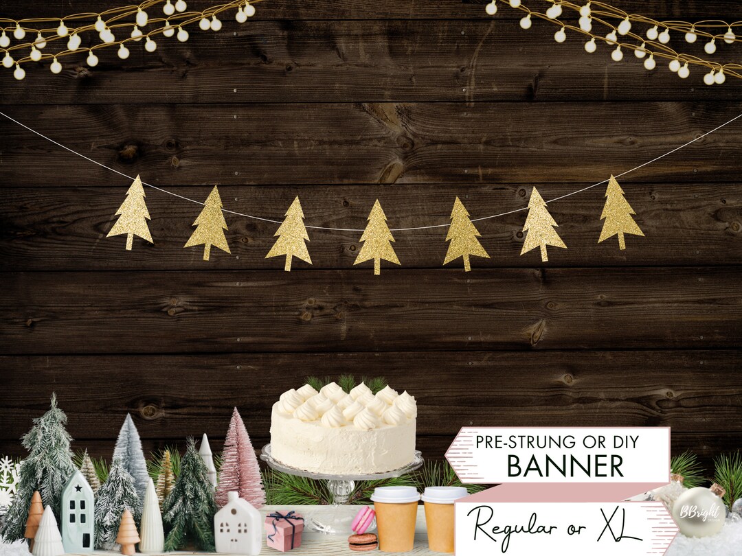 Christmas Tree Garland Christmas Banner Party Sign Winter Birthday ...