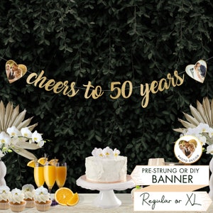 Photo Sign Cheers to 50 Years 50th Wedding Anniversary Sign Happy 50th Birthday Banner 50th Anniversary Sign with Photo Photo Banner P1